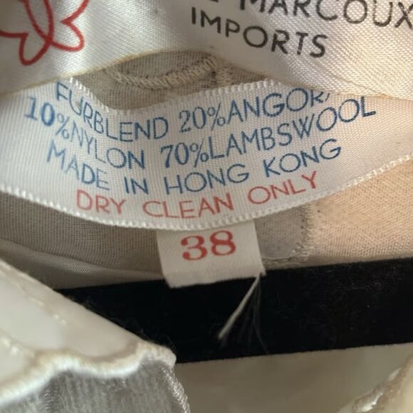 Vintage Jeanne Marcoux 50s Ivory Cream Angora Lambswool Lace Cardigan Sz 38 - Picture 4 of 6